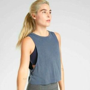 Athleta Mineral Wash Crop Tank in iron blue